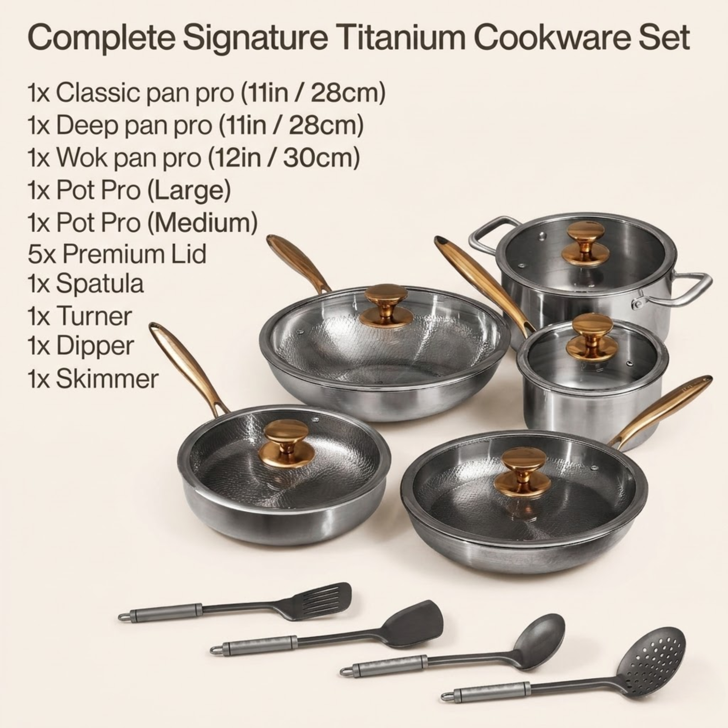 Complete Signature Titanium Cookware Set (14 Piece)