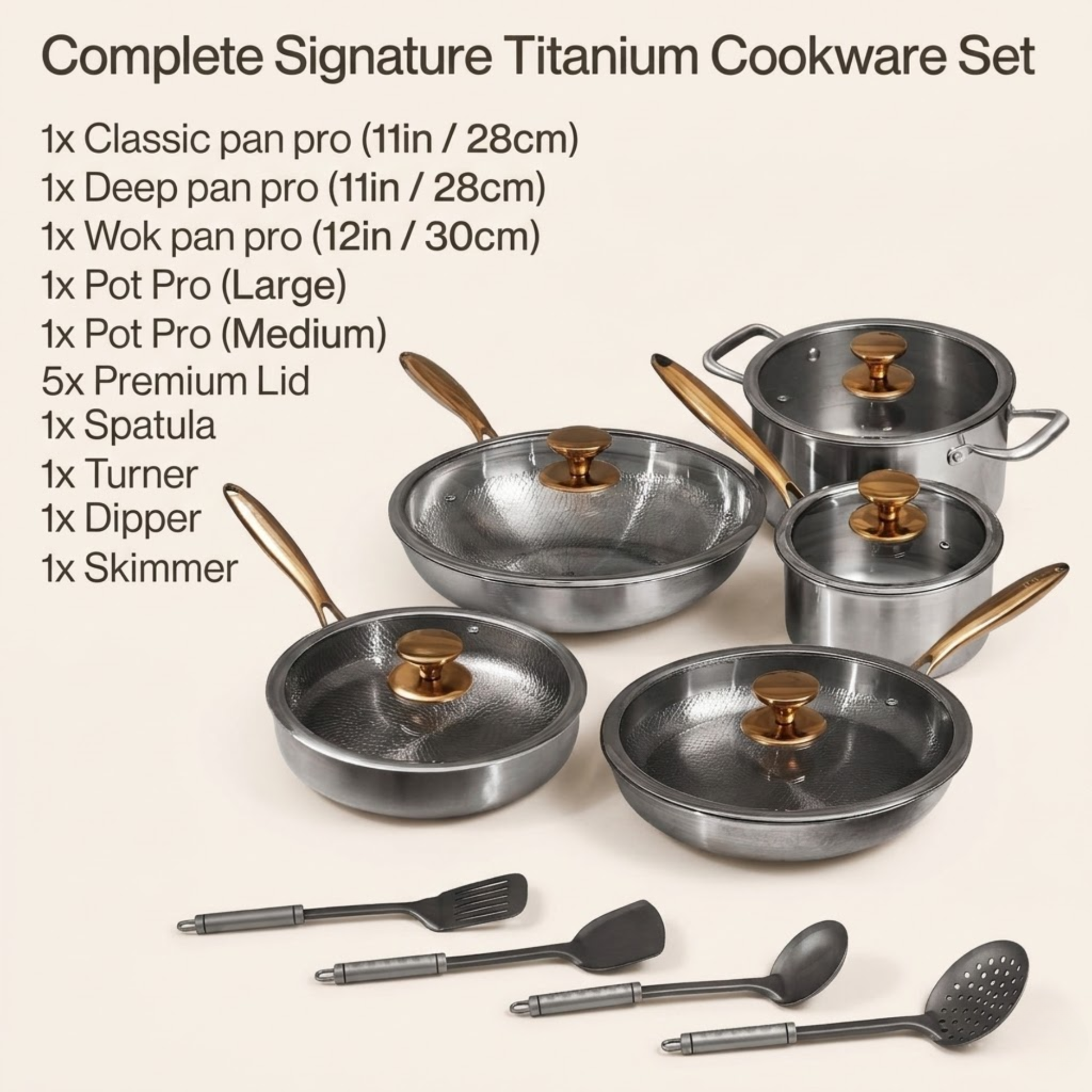 Complete Signature Titanium Cookware Set (14 Piece)