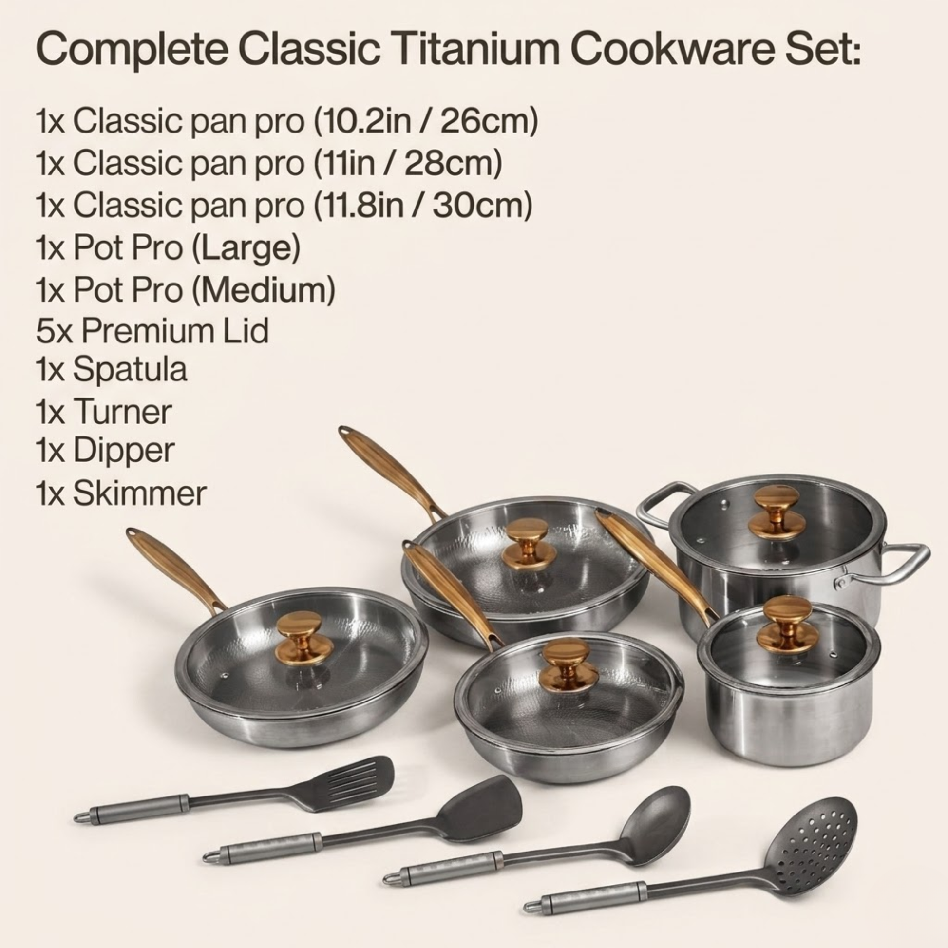 Complete Classic Titanium Cookware Set (14 Piece)