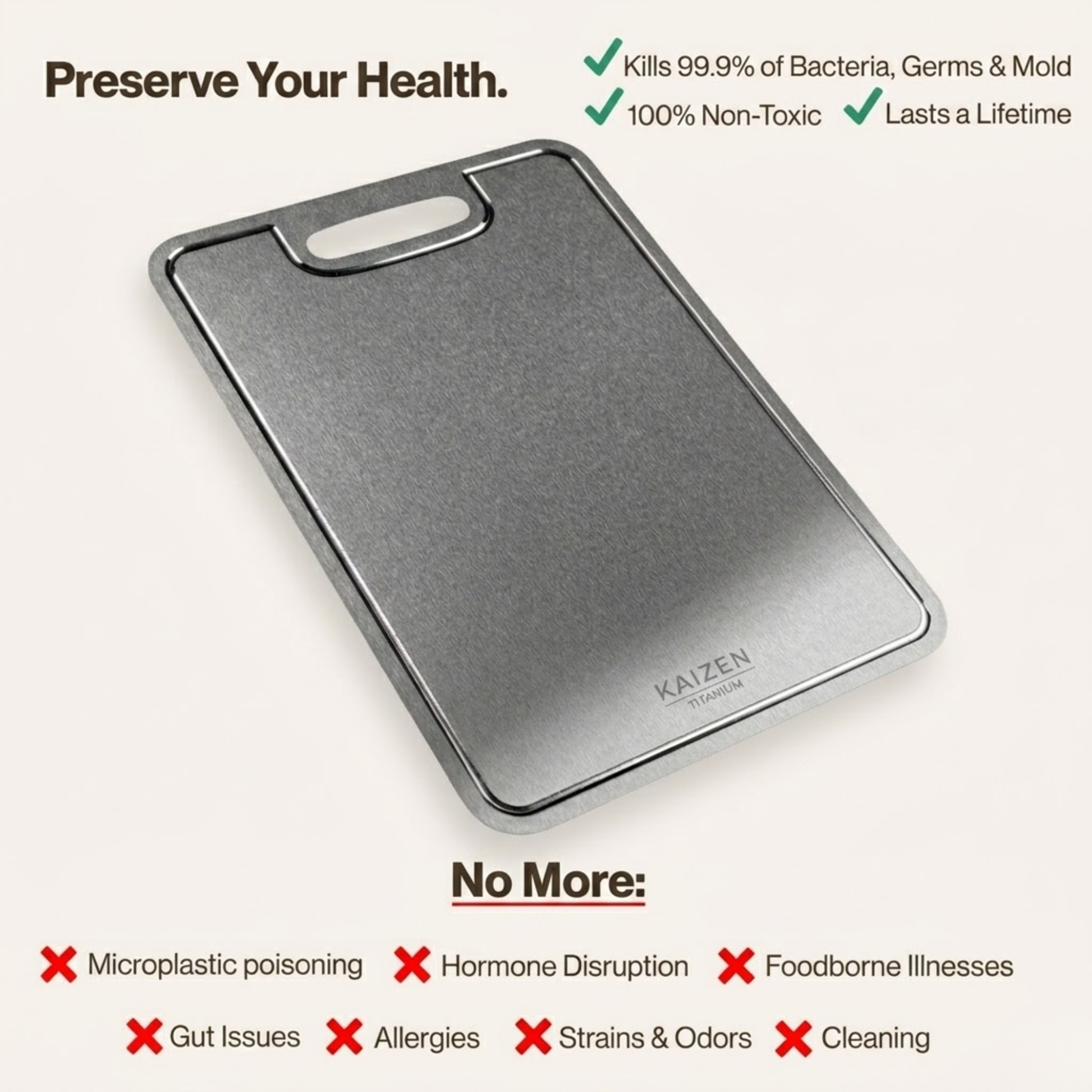 Pure Titanium Cutting Board V2 Updated Design