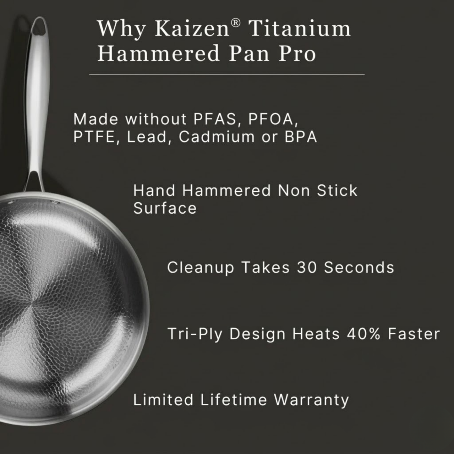Titanium Hammered Pan Pro Large With Lid